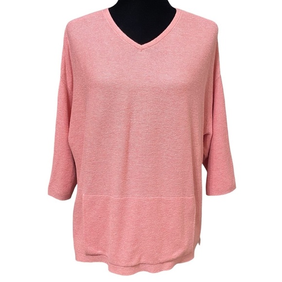 Pure Jill Pink Wool Silk Blend Pullover Boxy Fit V-Neck Soft Lightweight Small - Picture 1 of 8